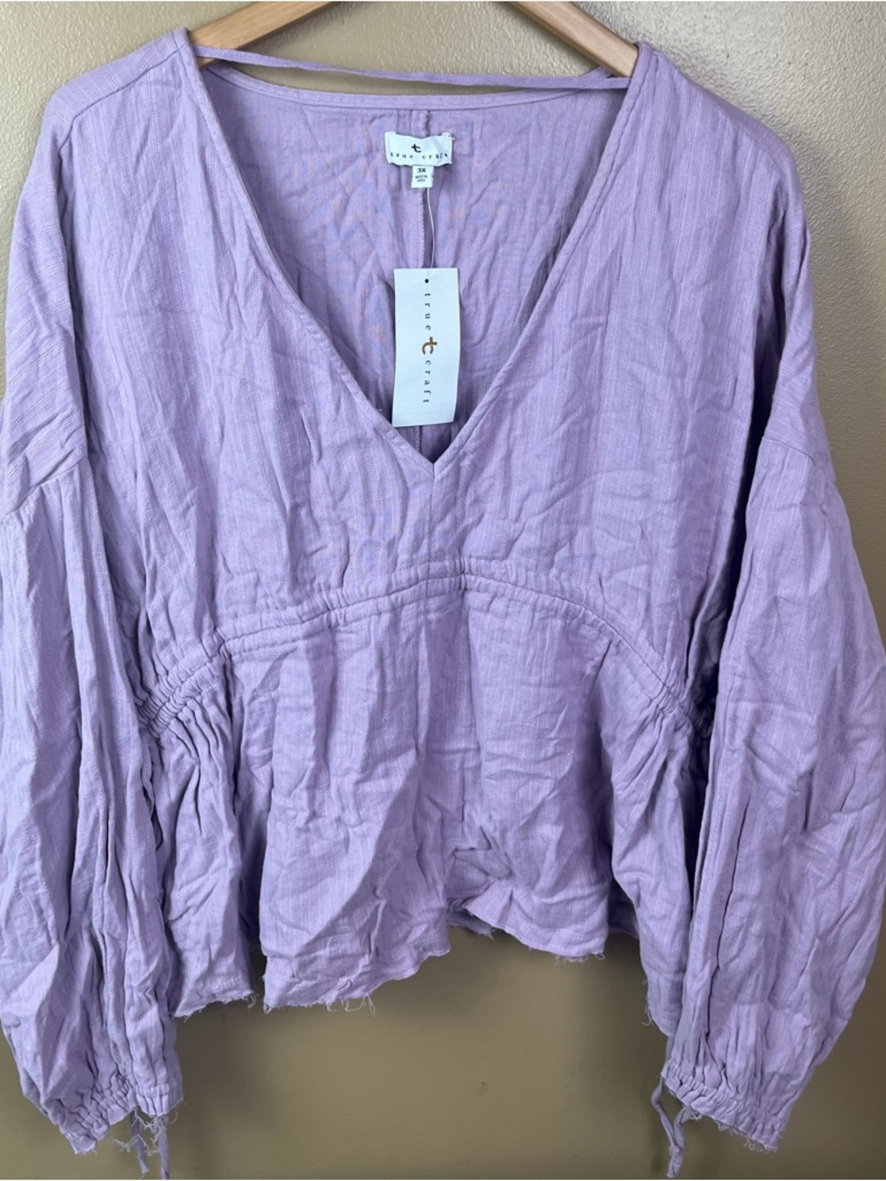 NEW True Craft Lilac Purple Blouse 3XL 100% Cotton